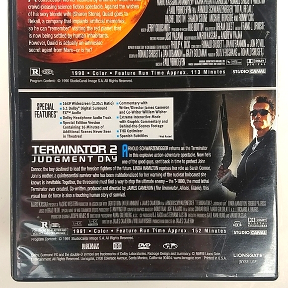 Schwarzenegger Double Feature: Total Recall & Terminator 2 DVD - Picture 5 of 12